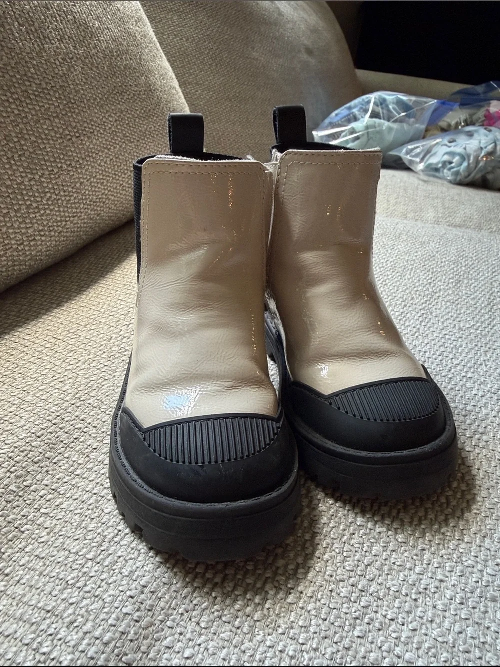 Zara Cream and Black Kids Chelsea Boots